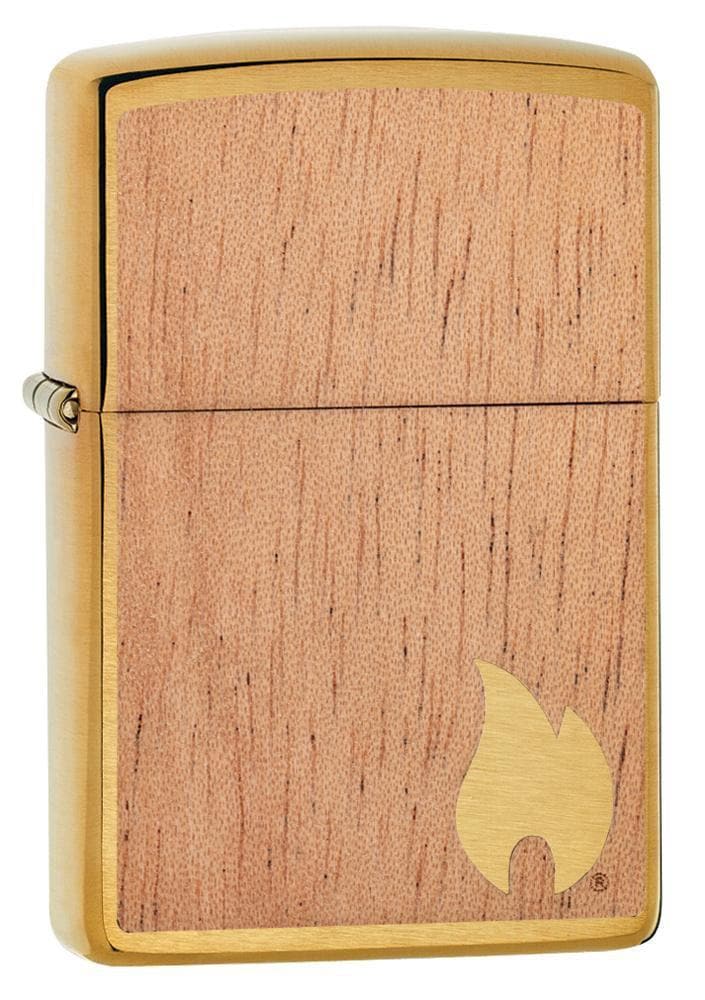 Zippo 29901 204B Woodchuck USA Flame Brushed Brass Windproof Lighter, Classic Model, Gold - OUTBACK