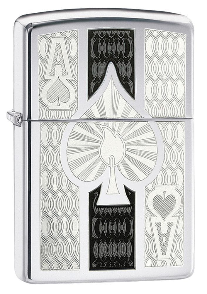 Zippo 24196 250 Engraved Intricate Spade High Polish Chrome Windproof Lighter , Classic Model, Silver - OUTBACK