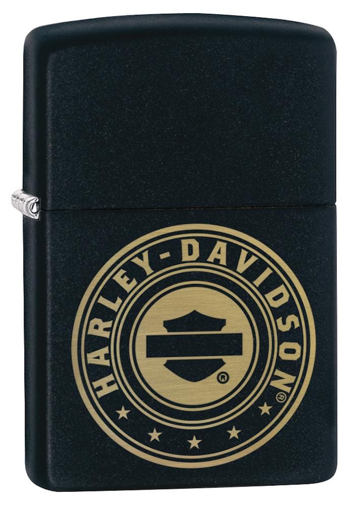 Zippo 49197 218 Harley-Davidson Laser Engrave Logo Black Matte Lighter, Harley-Davidson Model, Black - OUTBACK