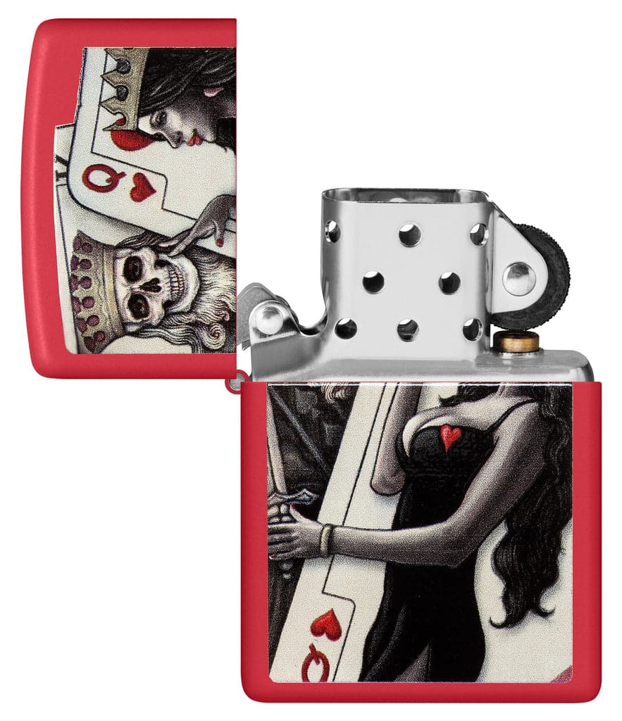 Zippo 48624 233 Skull King Queen Beauty Red Matte Windproof Lighter - OUTBACK