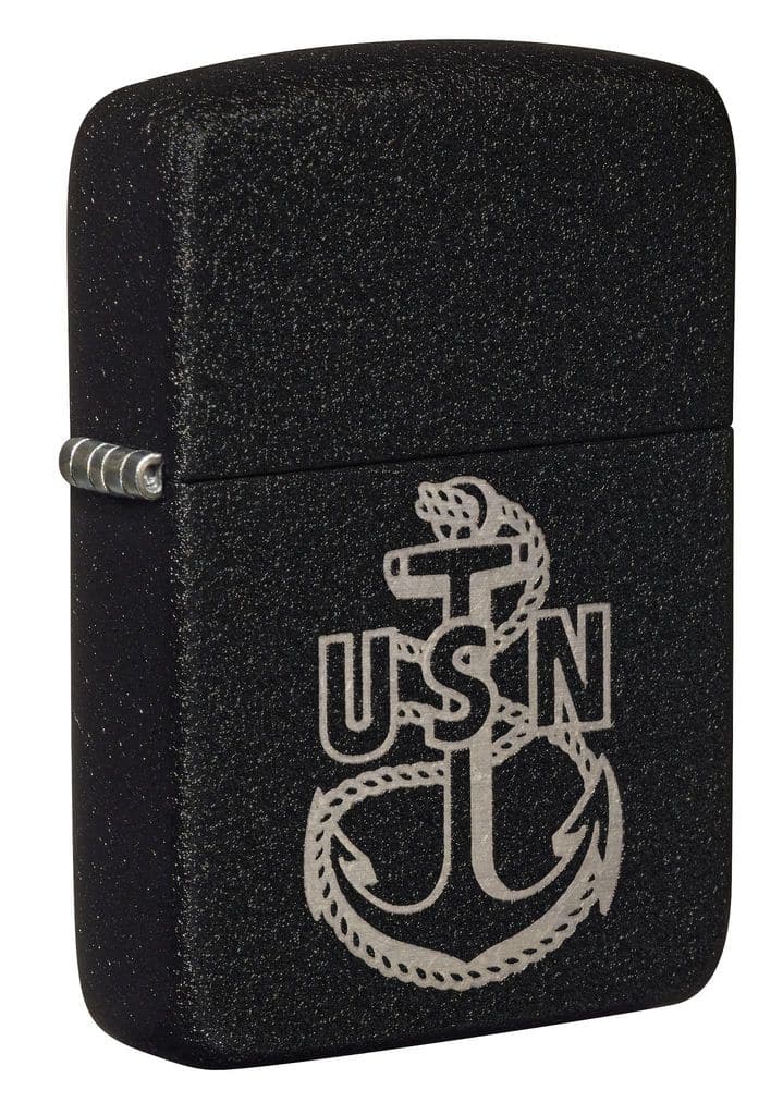 Zippo 49318 U.S. Navy® Replica Black Crackle Windproof Lighter, Replica Model, Black Crackle - OUTBACK