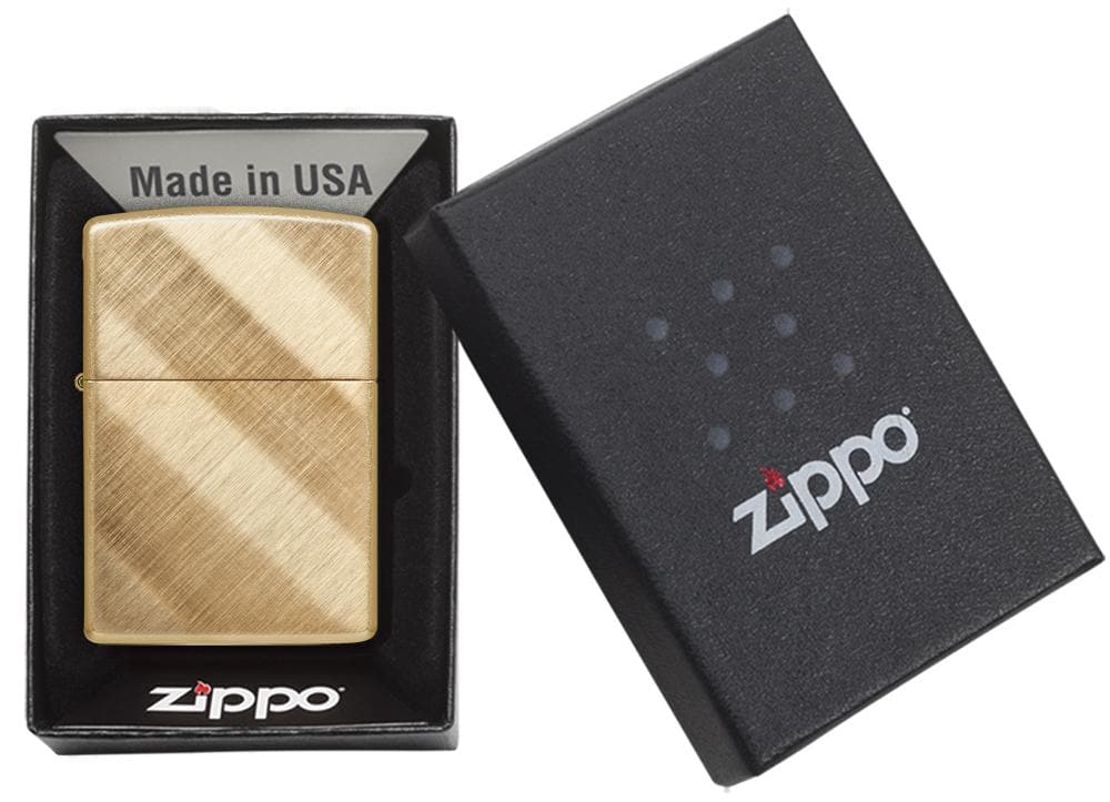 Zippo 29675 Classic Diagonal Weave Brass Windproof Lighter, Classic Model, Brown - OUTBACK