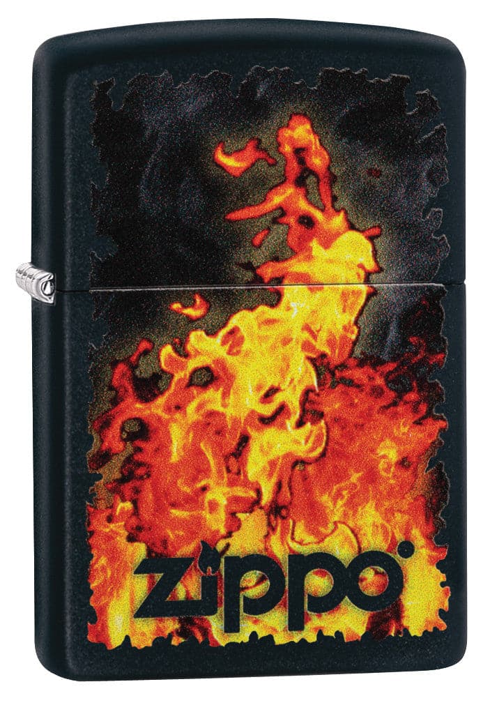 Zippo CI412316 218 Fire with Zippo Design Black Matte Windproof Lighter, Middle East Model, Black - OUTBACK