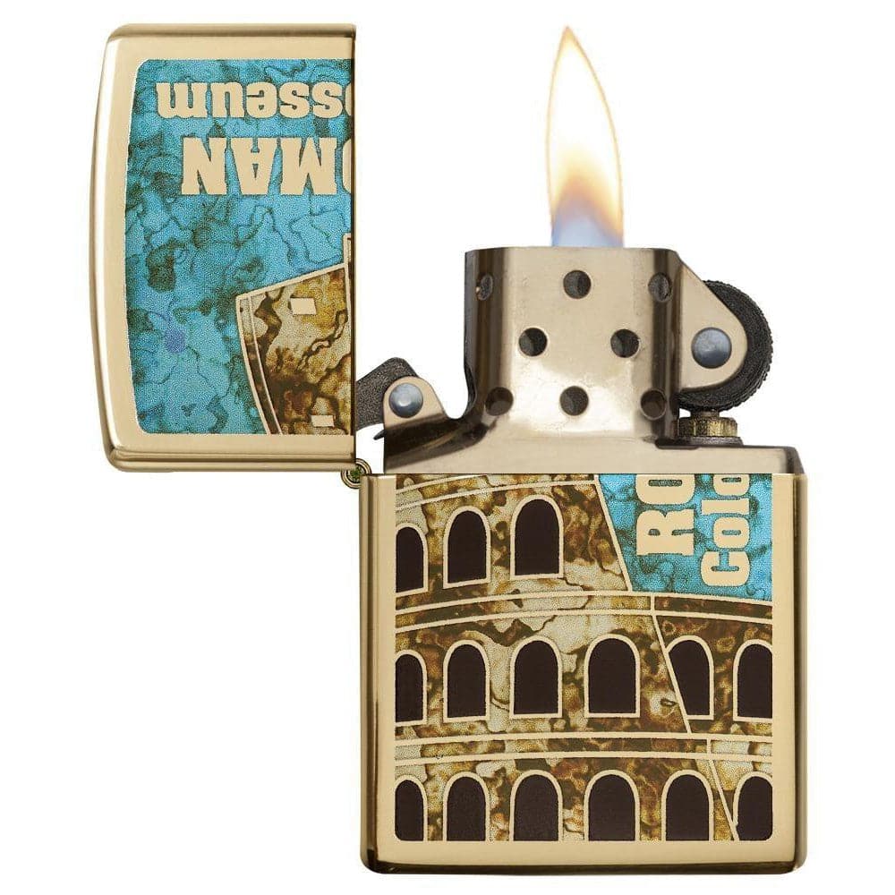 Zippo 29497 254B Roman Colosseum Windproof Lighter, Classic Model, Gold - OUTBACK