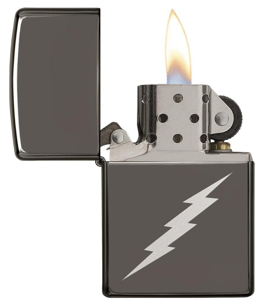 Zippo 29734 Lightening Bolt Design Windproof Lighter Black Ice, Classic Model, Silver - OUTBACK