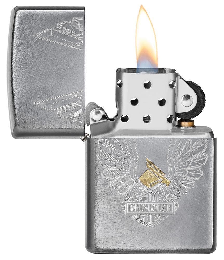 Zippo 49464 24647 Harley-Davidson Eagles Logo Chrome Arch Windproof Lighter, Harley-Davidson Model, Silver - OUTBACK