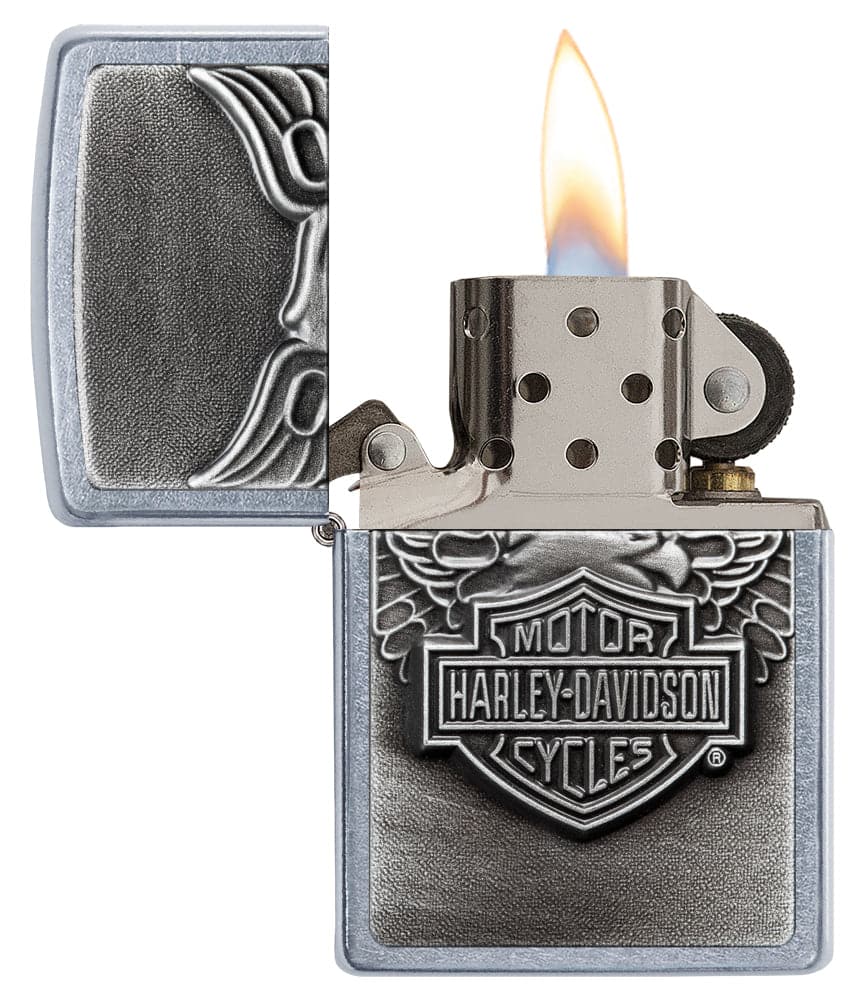 Zippo 20230 Harley Davidson Eagle Emblem Chrome Lighter, Harley Davidson Model, Silver - OUTBACK