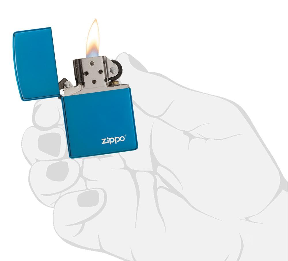 Zippo 20446ZL Classic High Polish Blue Zippo Logo Windproof Lighter, Classic Model, Blue - OUTBACK