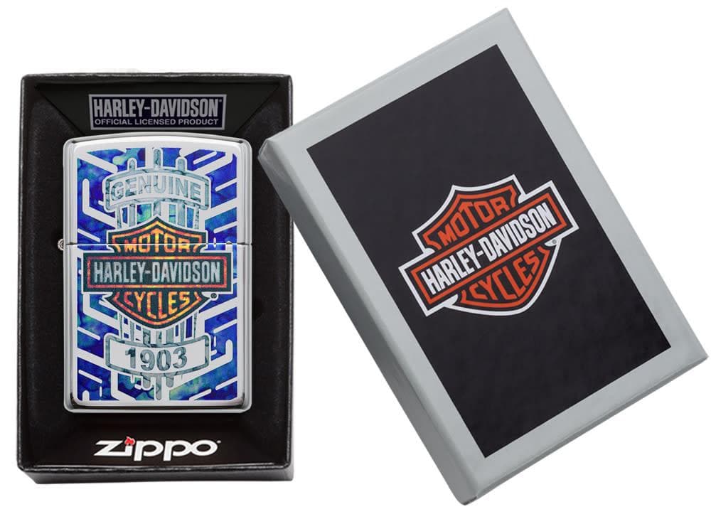 Zippo 29159 250 Harley-Davidson High Polish Chrome Windproof Lighter, Harley-Davidson Model, Silver - OUTBACK