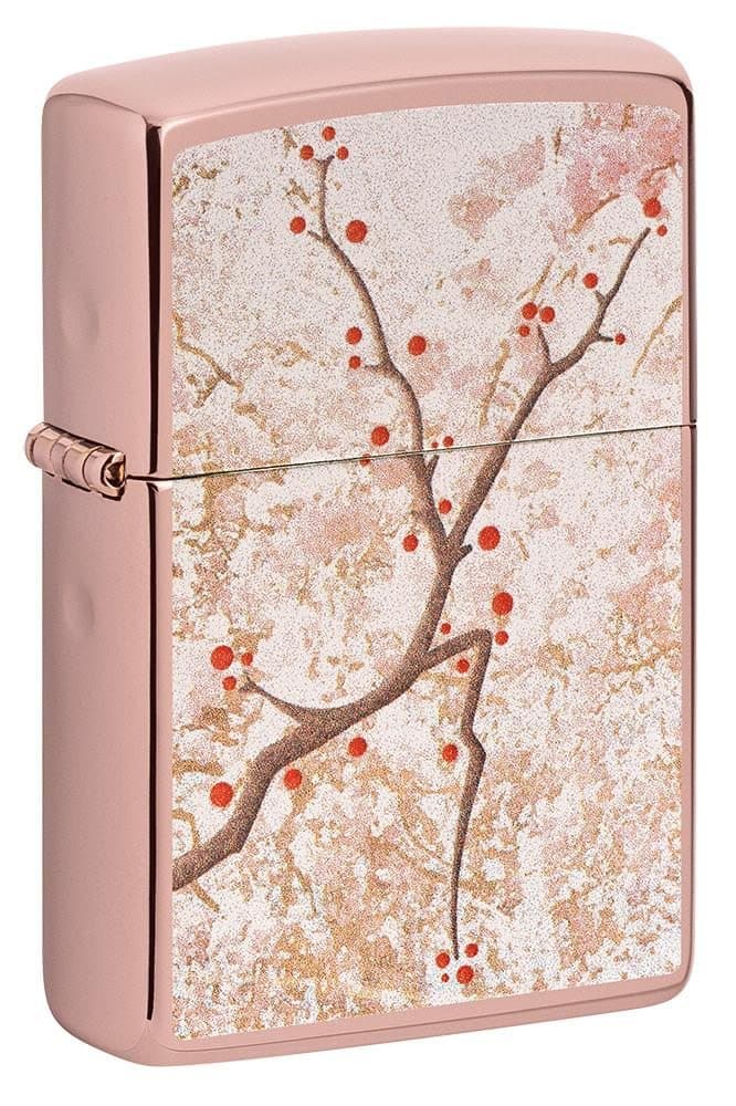 Zippo 49486 49190 Eastern Design Cherry Blossom High Polish Rose Gold Windproof Lighter - OUTBACK