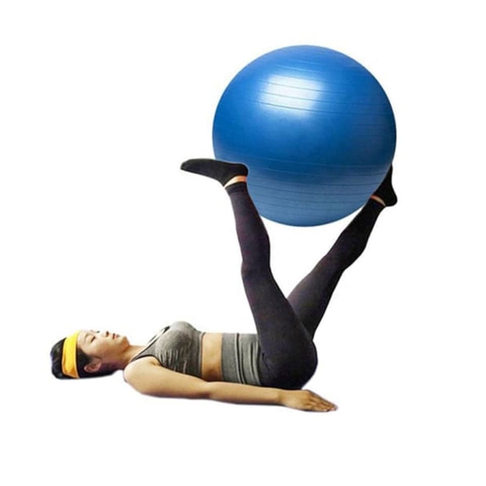 York, Fitness Anti-Burst Gym Ball 55 Cm With Pump, Blue - Athletix.ae