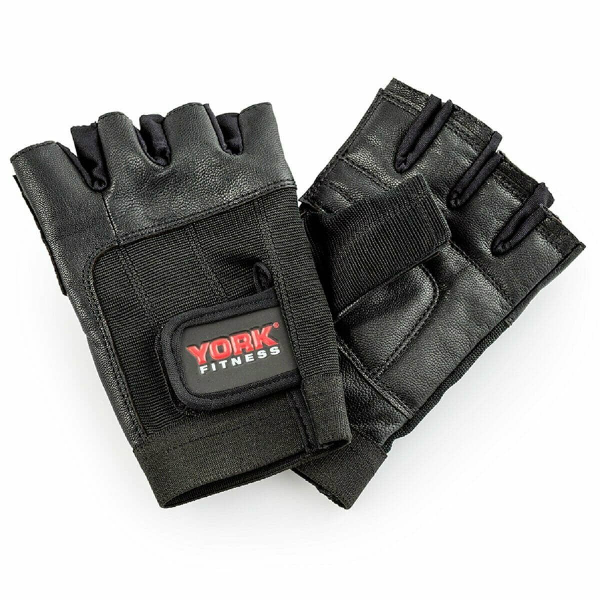 York, Fitness Leather Weight Lifting Gloves, 60199, Black - Athletix.ae