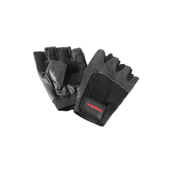 York, Fitness Deluxe Leather Workout Glove Small, 60189, Black - Athletix.ae