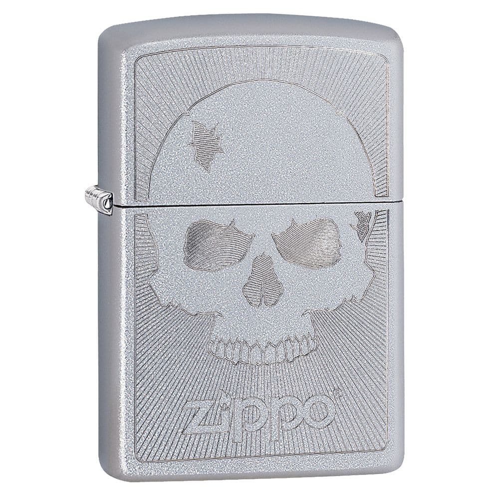 Zippo 29858 Skull With Lines Windproof Lighter, Classic Model, Silver - OUTBACK