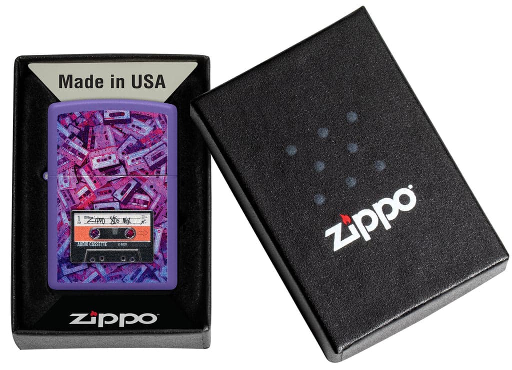 Zippo 48521 237 Cassette Tape Design Purple Matte Windproof Lighter - OUTBACK