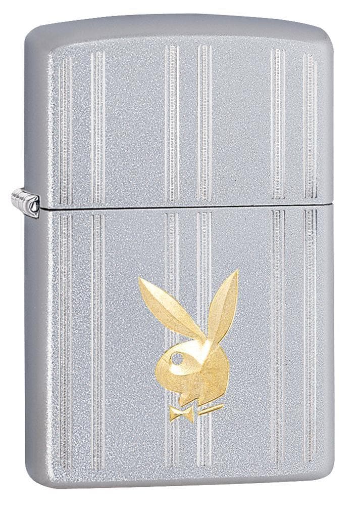 Zippo 29777 205 Playboy Satin Chrome Windproof Lighter, Playboy Model, Silver - OUTBACK