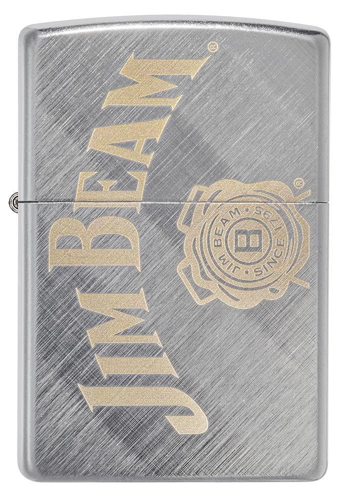 Zippo 49324 28182 Jim Beam Logo Diagonal Weave Windproof Lighter, Jim Beam Model, Silver - OUTBACK