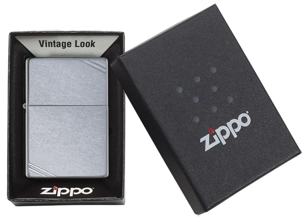 Zippo 267 Vintage with Slashes Street Chrome Windproof Lighter, Classic Model, Silver - OUTBACK