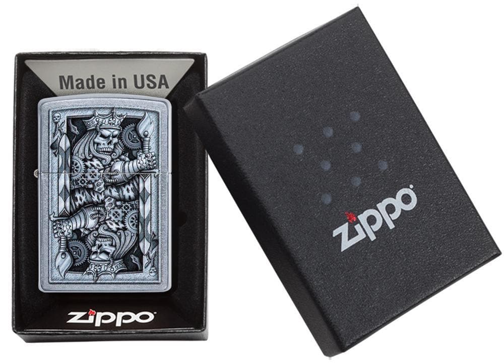 Zippo 29877 207 Steampunk King Spade Street Chrome Windproof Lighter, Classic Model, Silver - OUTBACK