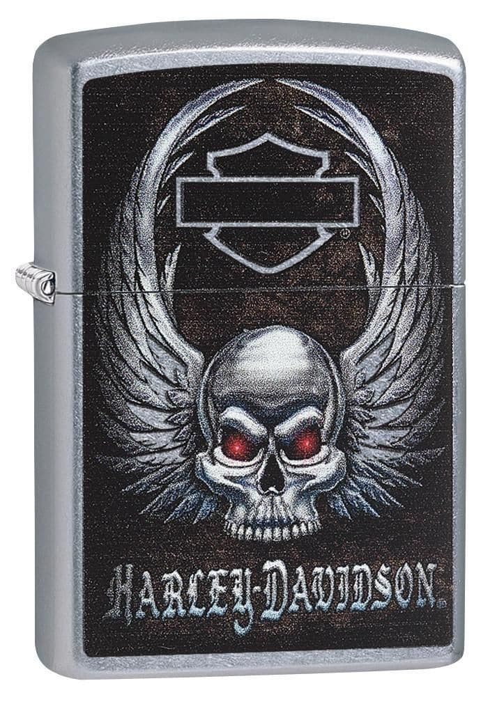 Zippo 29558 207 Harley Davidson Skull Street Chrome Windproof Lighter, Harley-Davidson Model, Silver - OUTBACK