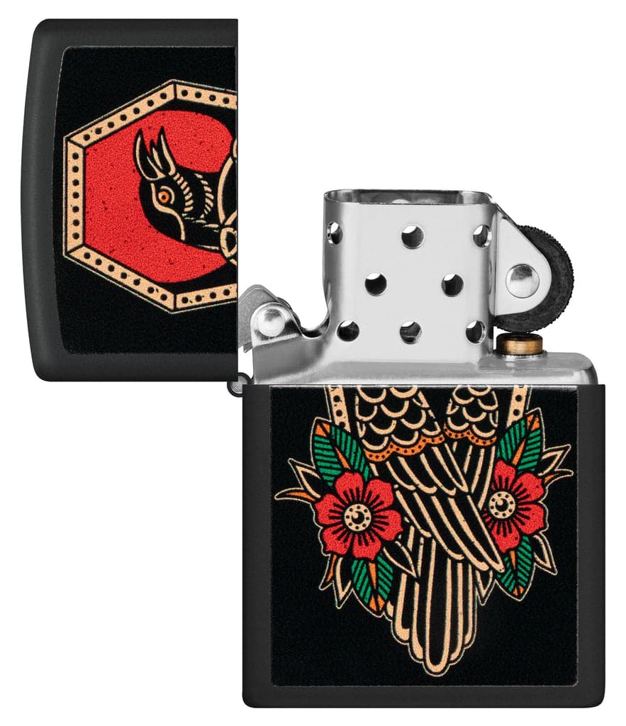 Zippo 48611 218 Crow Tattoo Design Black Matte Windproof Lighter - OUTBACK