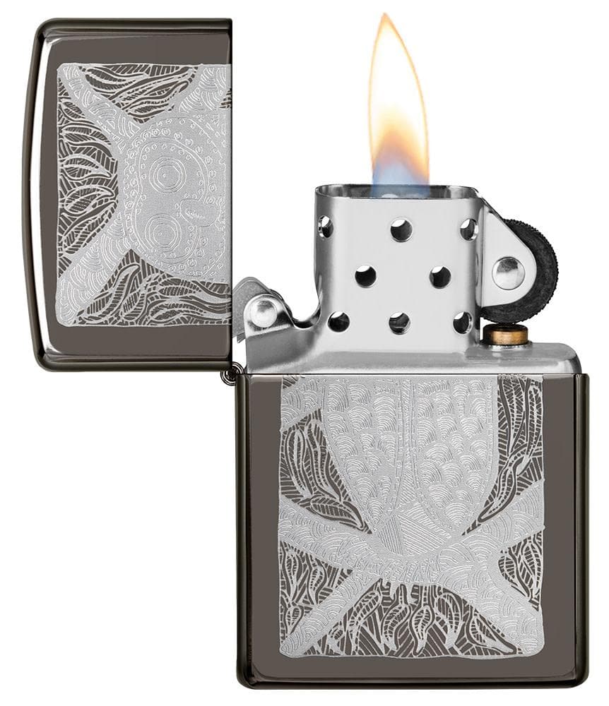 Zippo 49612 150 John Smith Gumbula Owl Black Ice Windproof Lighter, Classic Model, Black - OUTBACK